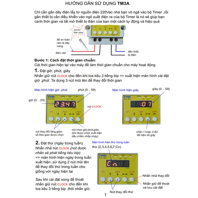 Bộ hẹn giờ tắt mở thiết bị điện TM3A