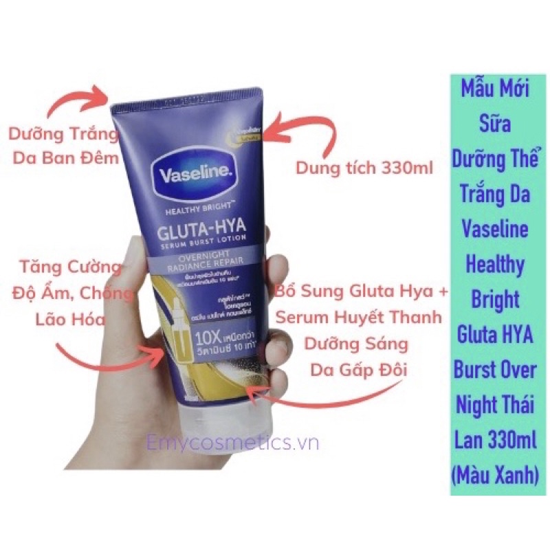 SERUM Dưỡng Thể Trắng Da Vaseline 70X PRO AGE RÉTORE 10X Healthy Bright Gluta HYA Burst Over Night Thái Lan 330ml