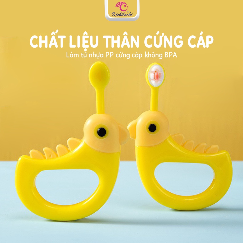Bàn Chải Đánh Răng Kichi Cho Bé Hình Con Vịt Lông Tơ Mềm Mại