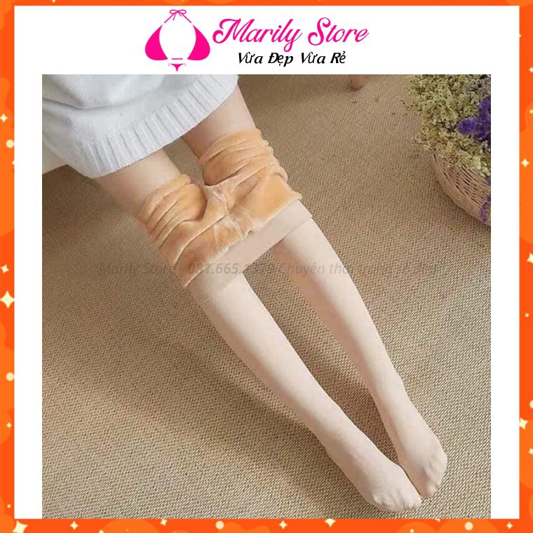 Quần Tất Nữ Liền Chân Lót Lông Siêu Ấm 2 Màu Đen Và Da