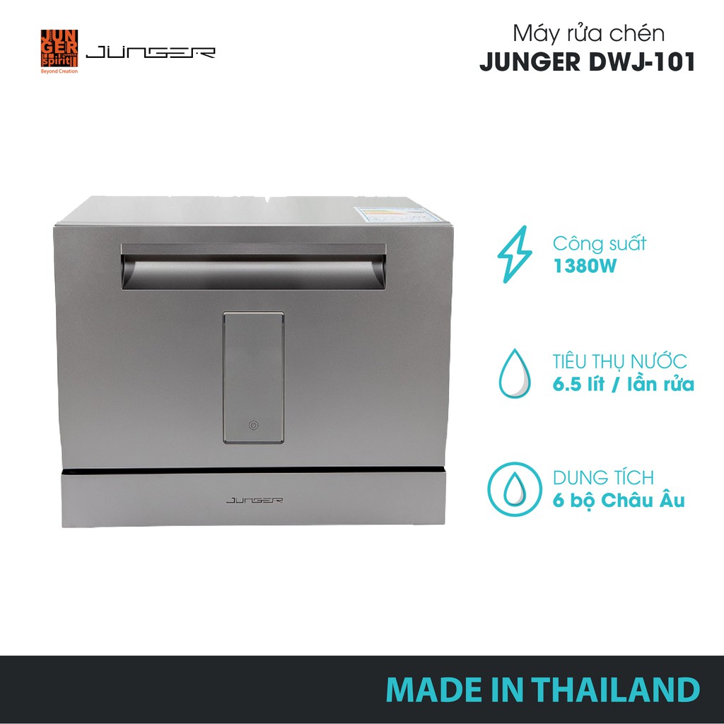 [Mã ELMALL100 giảm 100K đơn 5TR] Máy rửa chén Junger DWJ-101-Công suất 1380W-Bảo hành 2 năm chính hãng-MADE IN THAILAND