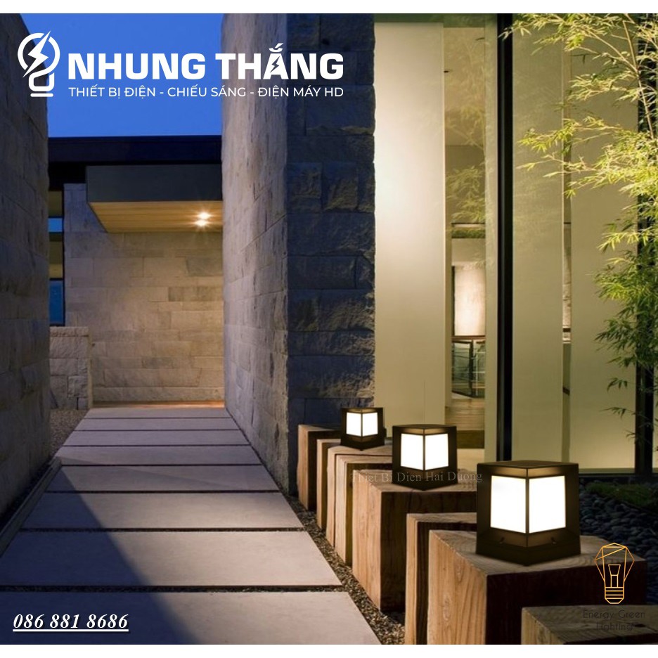 Đèn Sân Vườn Ngoài Trời LT-049 - Trụ Cổng Cột Đèn Hàng Rào Mái Hiên Chống Nước Cao Cấp Decor Vintage - Size 26cm