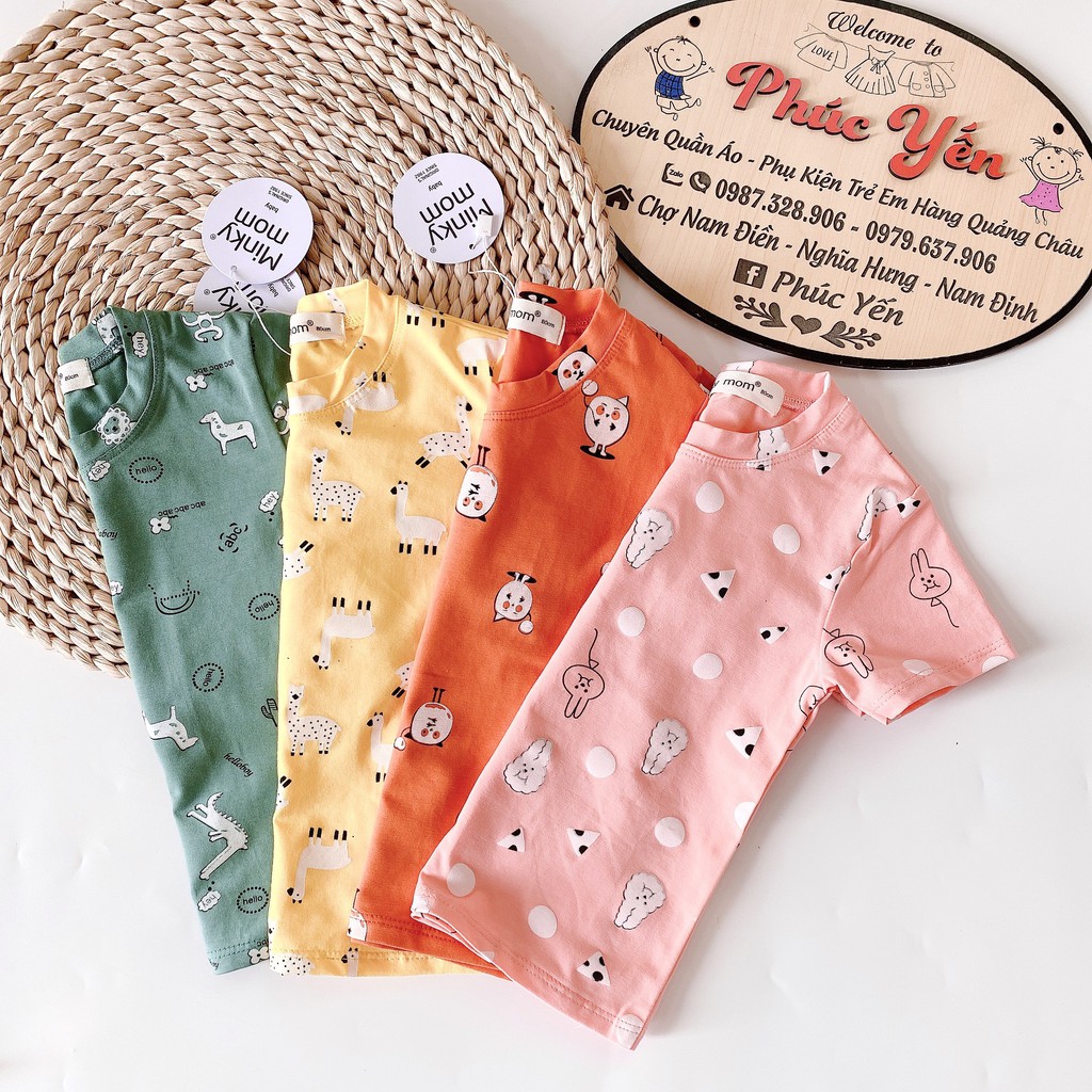 Sale !!! Bộ Cộc Tay Cotton Hàng Minky Mom In Toàn Thân  Thỏ-Ngựa Trắng Cho Bé (9-18kg) (1380)_Super Sale