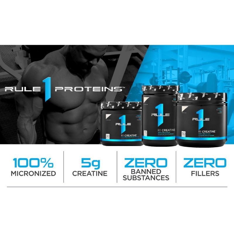 RULE 1 CREATINE Monohydrate Tăng Cơ Tăng Sức Mạnh 375g - 75 Servings