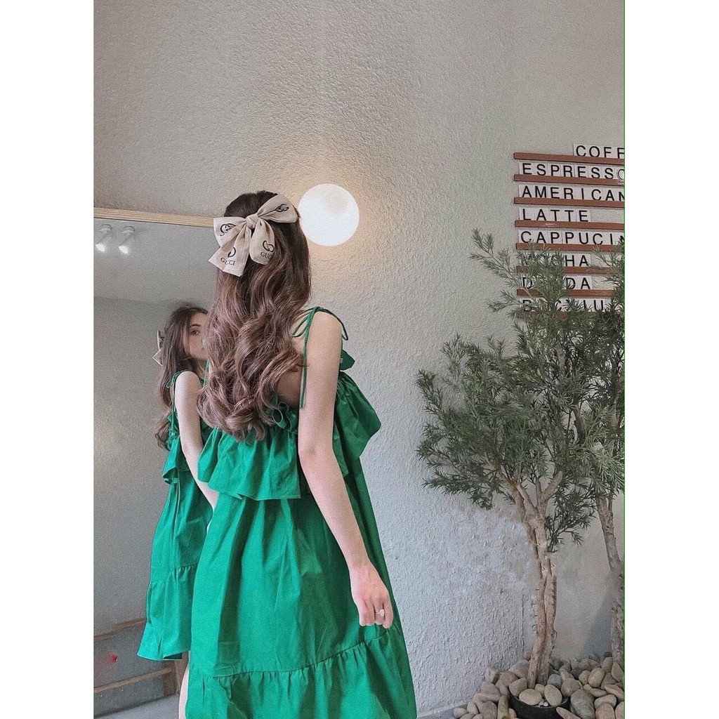 Đầm baby doll hai dây phối bèo xinh xắn Rose Fashion