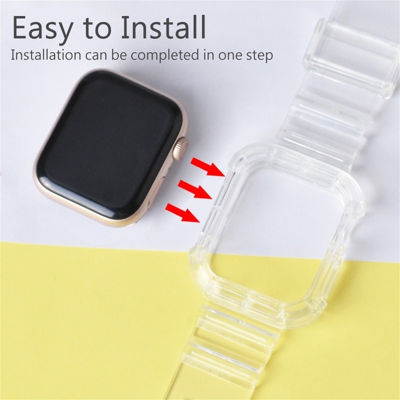 Dây silicone Trong Suốt Đeo Đồng Hồ Thông Minh Apple Watch 7 6 SE 5 4 3 2 1 40mm 44mm 42MM 41MM 45MM