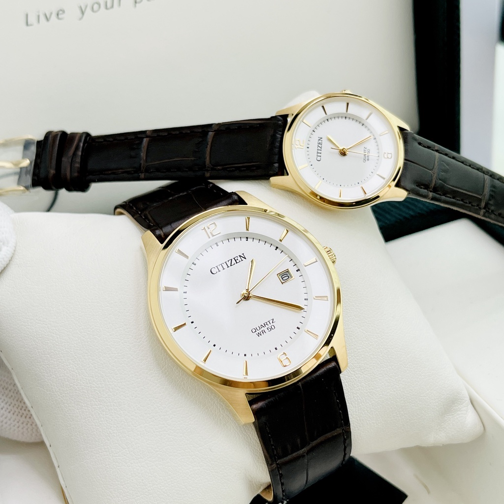 Đồng hồ đôi nam nữ dây da Citizen BD0043-08B ER0203-00B