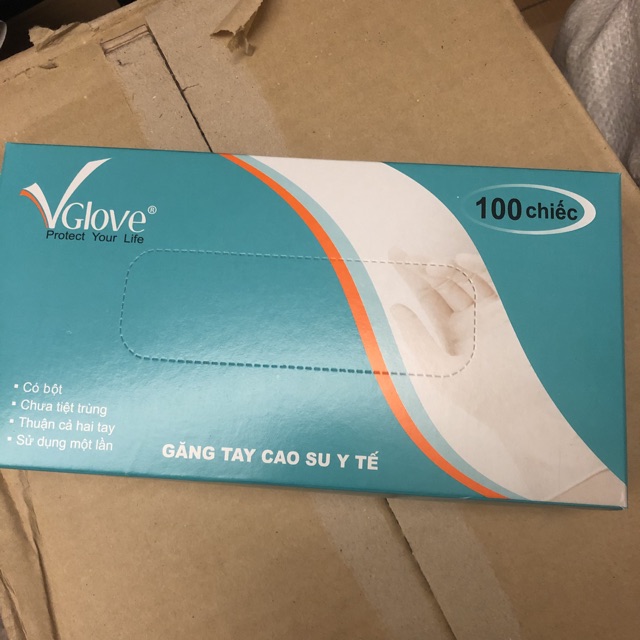 Găng tay cao su y tế Vglove có bột (hộp 100 chiếc)