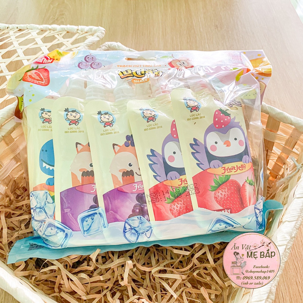 Lốc 10 Túi Thạch Hút Trái Cây Lúc Lắc - Fruit Jelly Đủ Vị Cam, Táo, Nho, Đào Dâu - Shop Mẹ Bắp