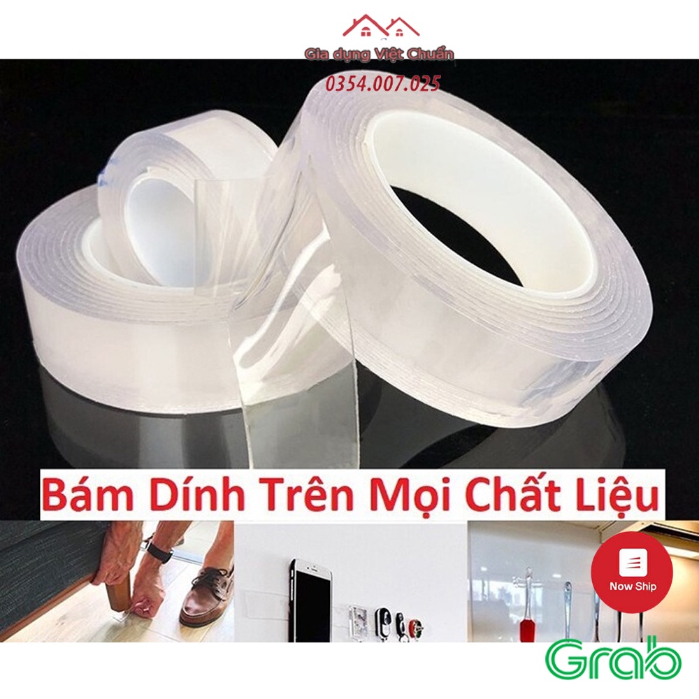 Băng keo 2 mặt trong suốt dán siêu chắc dán đa năng