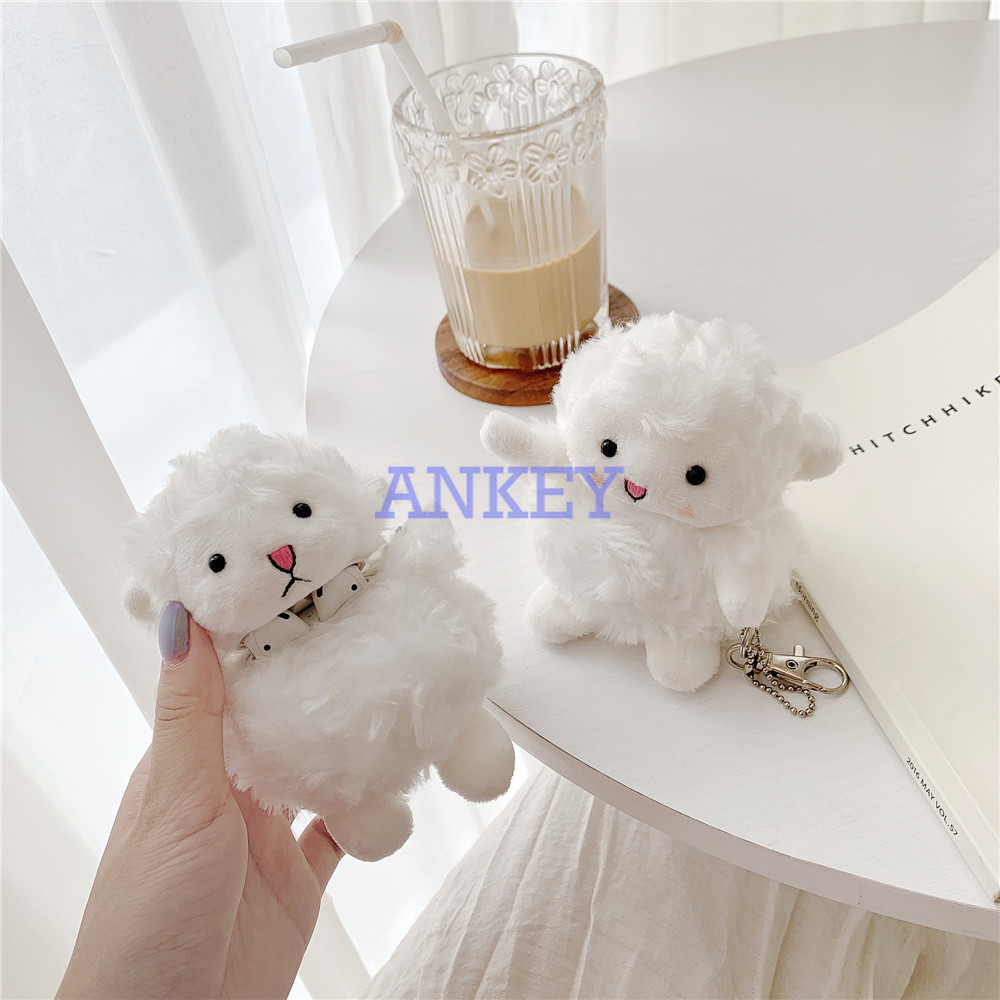TPU Silicone Case for Airpods 1 / 2 Case Headset Case Lamb Plush Doll Wireless Cover for Airpods pro Earbuds Waterproof Shockproof Shell Soft Protective Case Headphone Cover Headset Skin with Hook