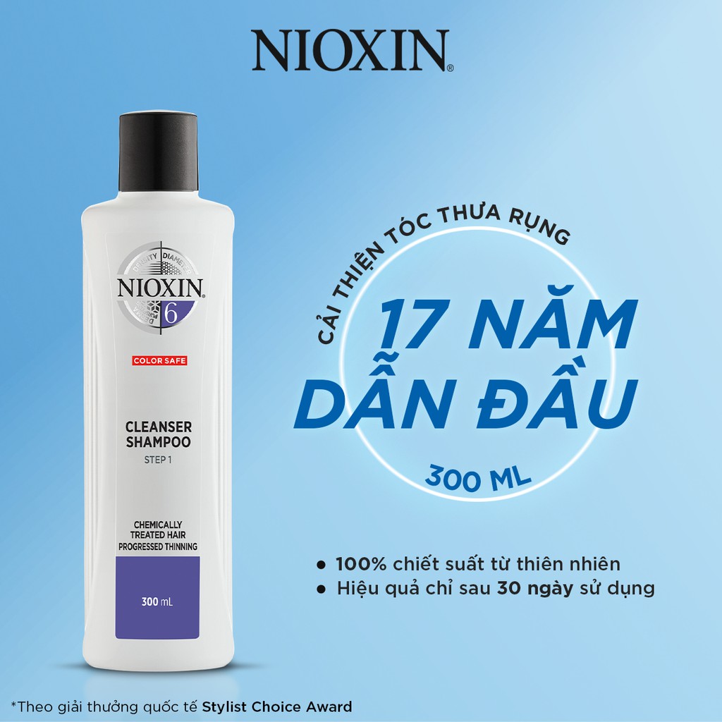 Dầu Gội NIOXIN 6 Cho Tóc Hay Tạo Kiểu, Thưa Mỏng Và Rụng Nhiều Trong Thời Gian Dài Cleanser Chemically Treated Hair 1L