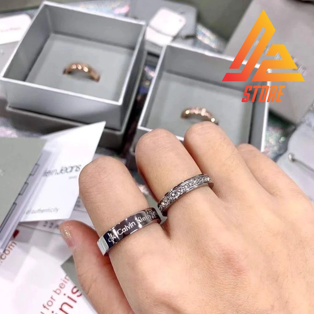 Nhẫn CK Titanium cặp đôi unisex nam nữ thép không gỉ 316L