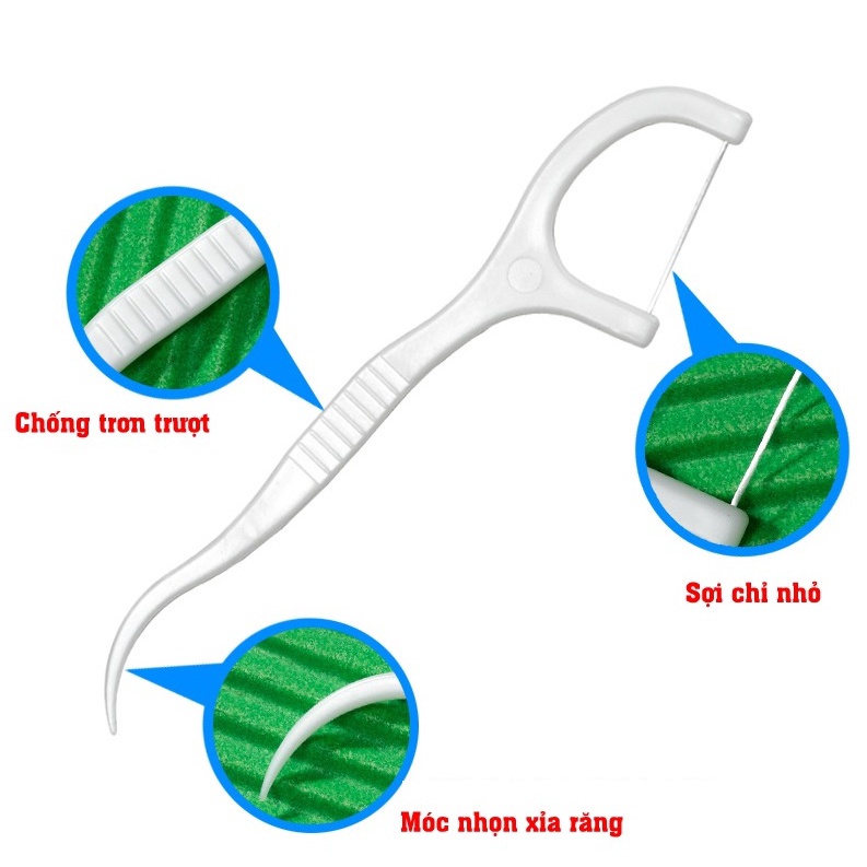 Hộp 50 Cây Tăm Chỉ Nha Khoa Chiếc Tăm Chỉ Nha Khoa Bảo Vệ Răng Miệng Chống Sâu Răng