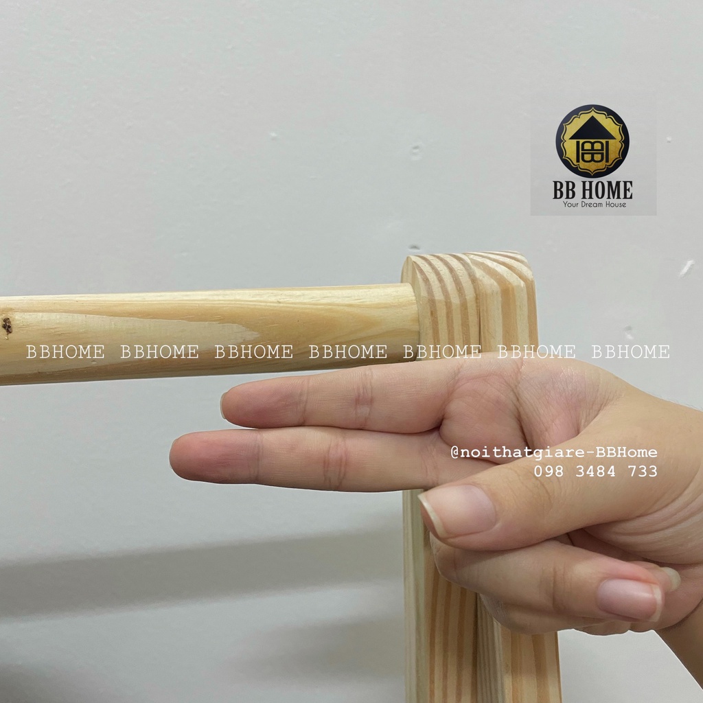 Giá treo quần áo chữ A ngang 110cm - 2 tầng gỗ thông Mỹ