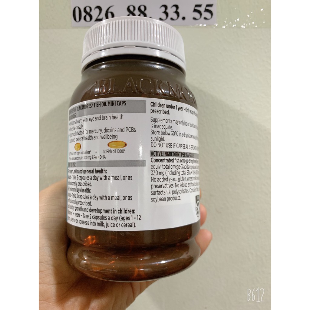 Dầu cá Blackmore Odourless fish oil Mini Caps 400 viên của Úc