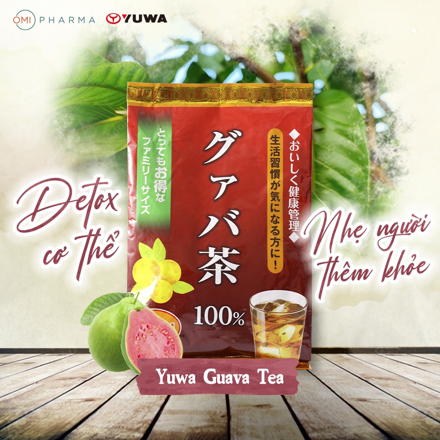 Trà Lá Ổi Yuwa 100% Lá Ổi Guava Tea Thanh Nhiệt Giảm Cân, Tốt Sức Khỏe Túi 60 Gói [Mua 1 Tặng 1]