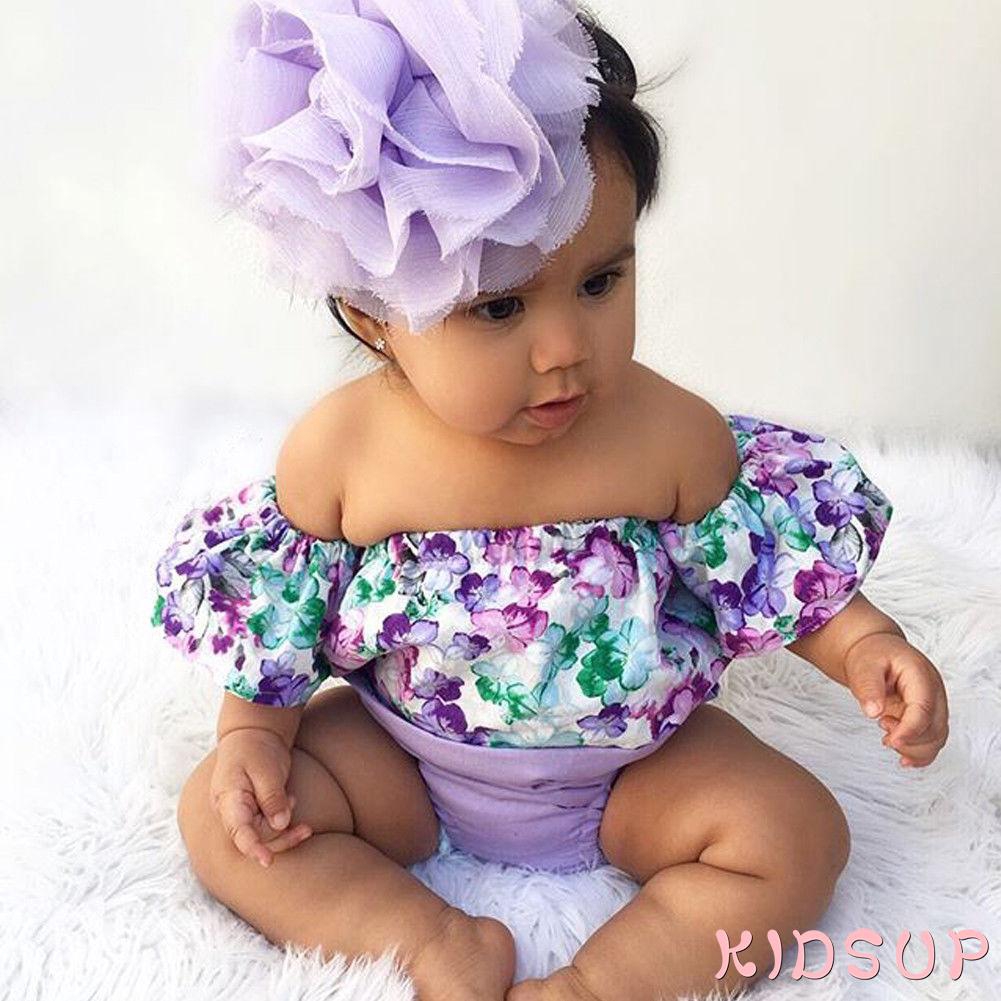 Bộ Trang Phục 3 Món Gồm Áo Trễ Vai + Quần Dài In Hoa + Băng Đô Thời Trang Mùa Hè Cho Bé Gái