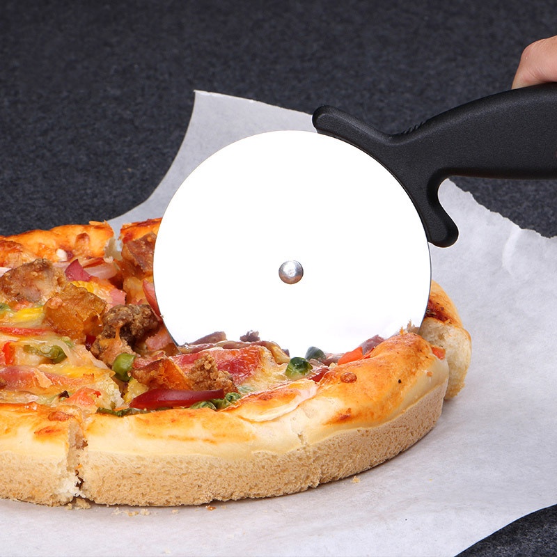 JOSMOMO 1pc Máy cắt bánh Pizza-Máy cắt bánh pizza nhà bếp cao cấp-Siêu sắc bén, dễ dàng làm sạch Máy cắt bánh pizza, bánh pizza, màu đen