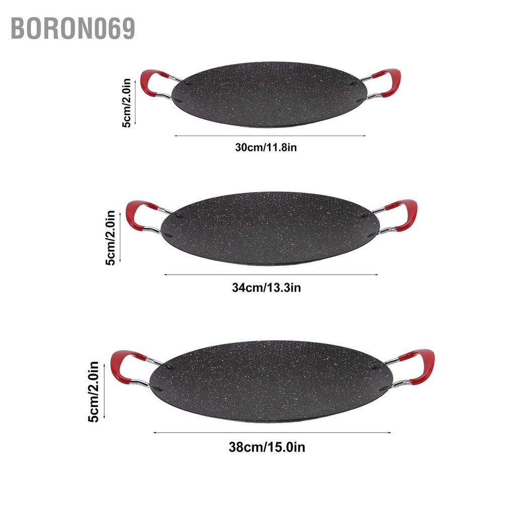 Chảo Nướng BBQ Không Dính Chống Bỏng Tay Cầm Tròn Bằng Sứ 30/34/38cm Boron069
