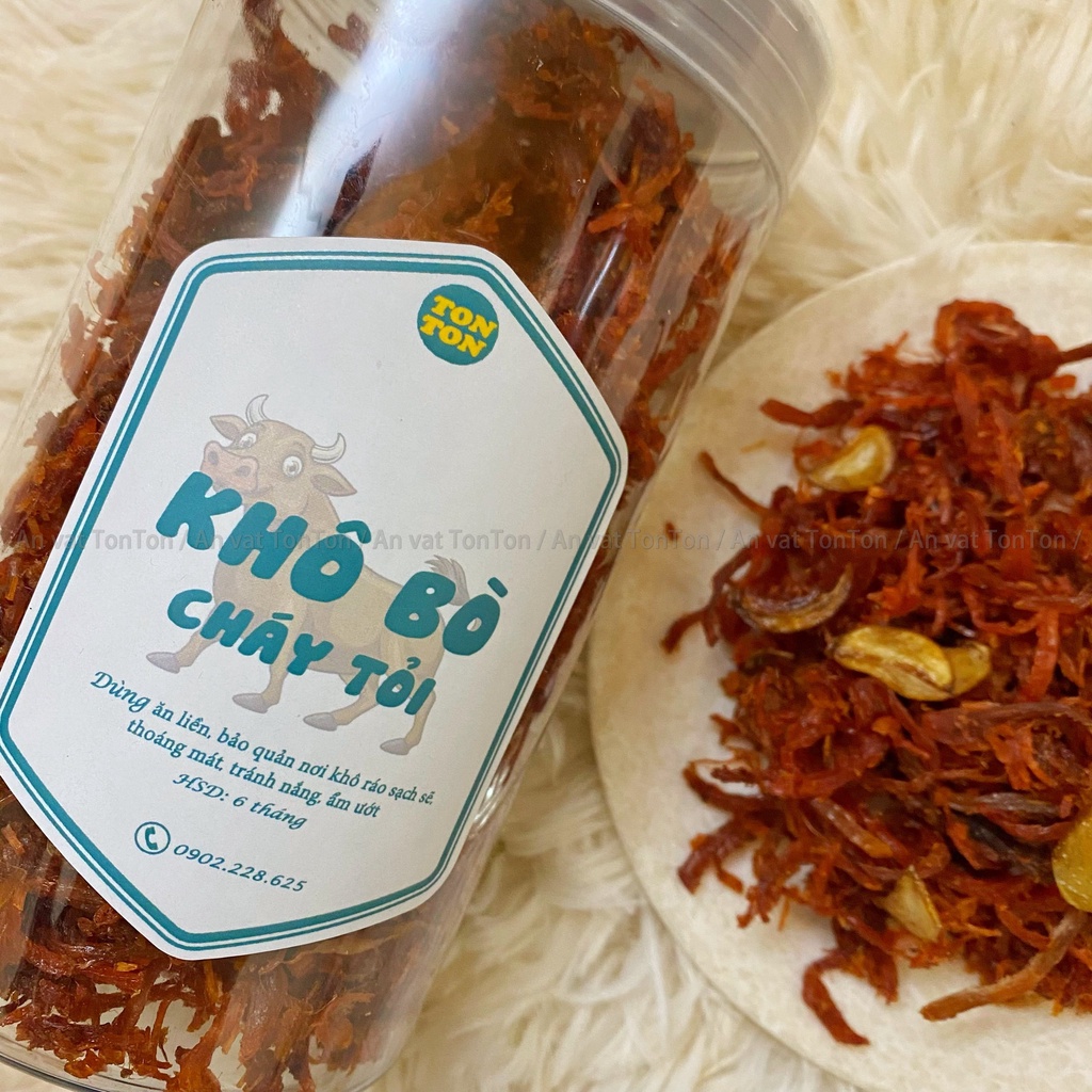 Khô bò cháy tỏi xé cay, bò khô sợi 200g | TonTon đồ ăn vặt Hà Nội | BigBuy360 - bigbuy360.vn