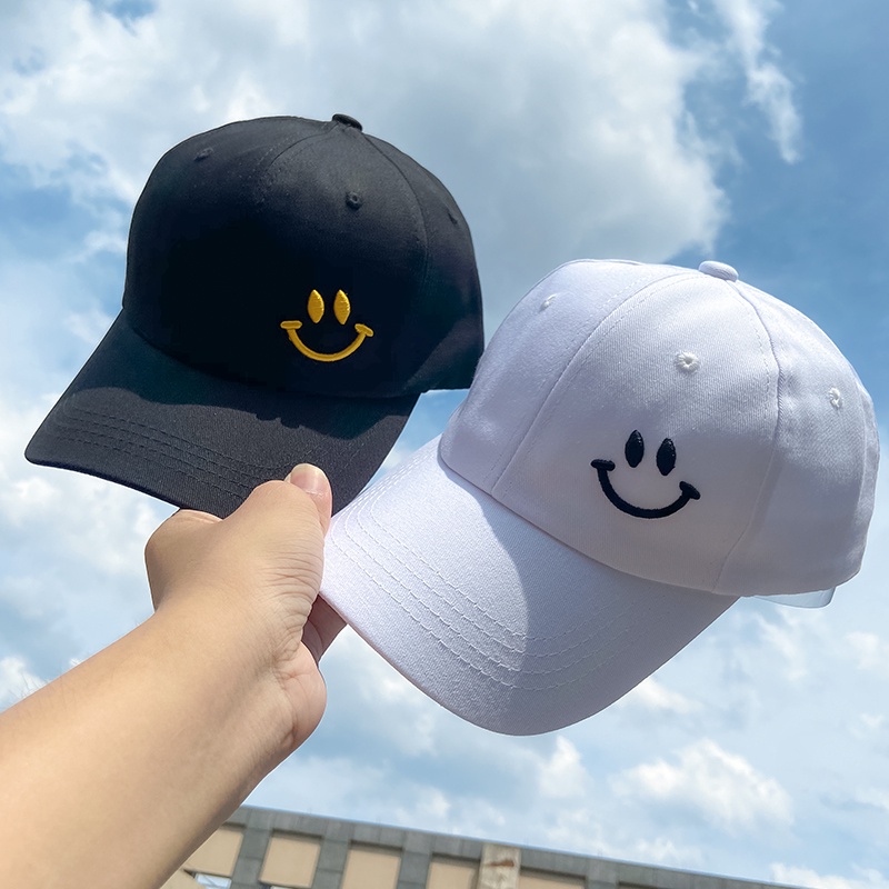 Nón lưỡi trai thêu hình mặt cười thời trang Hàn Quốc