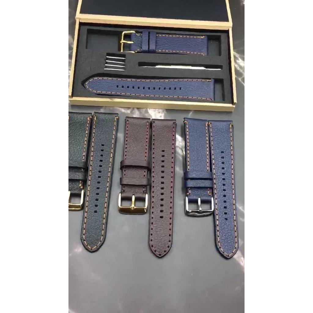 Dây Da Bò Thật Cho Đồng Hồ Đeo Tay Size 22mm / 20mm / 18mm [Chốt thông minh] Handmade | BigBuy360 - bigbuy360.vn