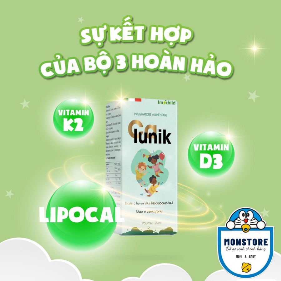 Calunik Imochild Bổ sung Vitamin D3 và K2, Canxi và Magie cho trẻ em từ 1 tuổi và người lớn