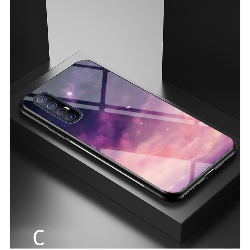 OPPO Reno3 Pro Hard Case Shockproof Starry Sky Glass Protective Back Phone Cover