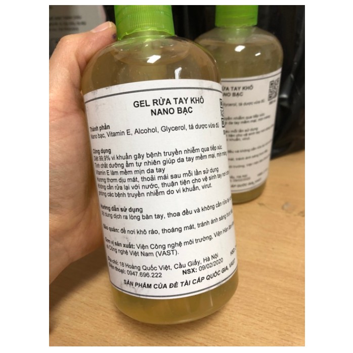 Nước Rửa Tay Khô Kháng Khuẩn, Gel Rửa Tay Khô Nano Bạc 500ml Của Viện Hàn Lâm Khoa Học Công Nghệ