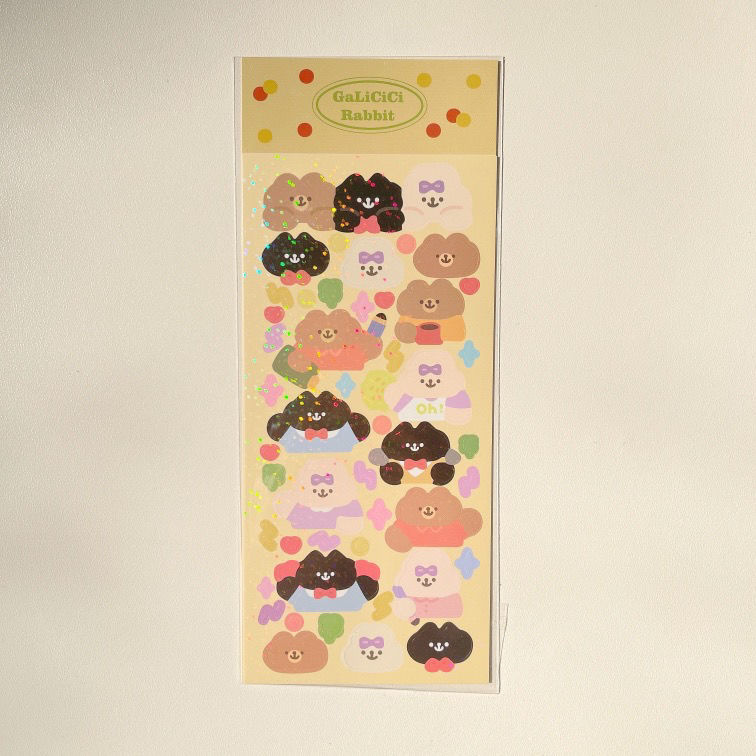 Cute Glittery Bear Sticker Decorative Sequin DIY Sticker