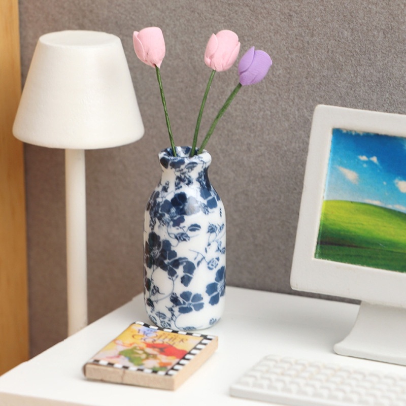 Bình Hoa Mini Trang Trí Nhà Búp Bê Phong Cách Retro