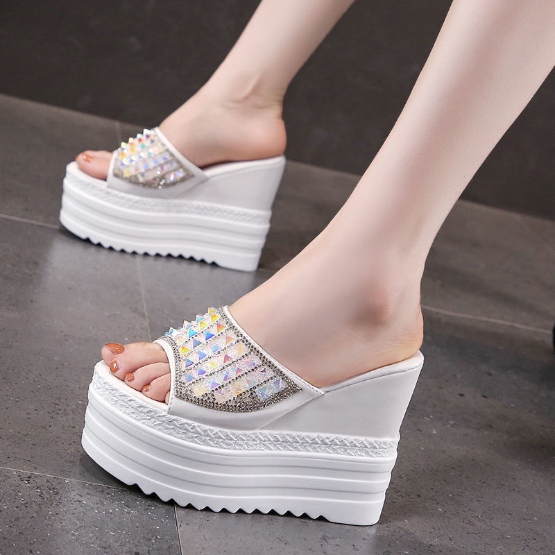 Dép đế xuồng 12cm hở mũi thời trang dành cho nữ