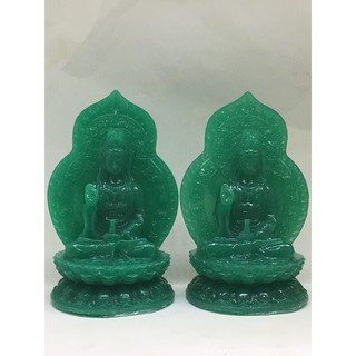 Tượng Phật Bà Quan Âm Đá poly màu xanh ngọc cao 15 rộng 8 cm.Gía 109000