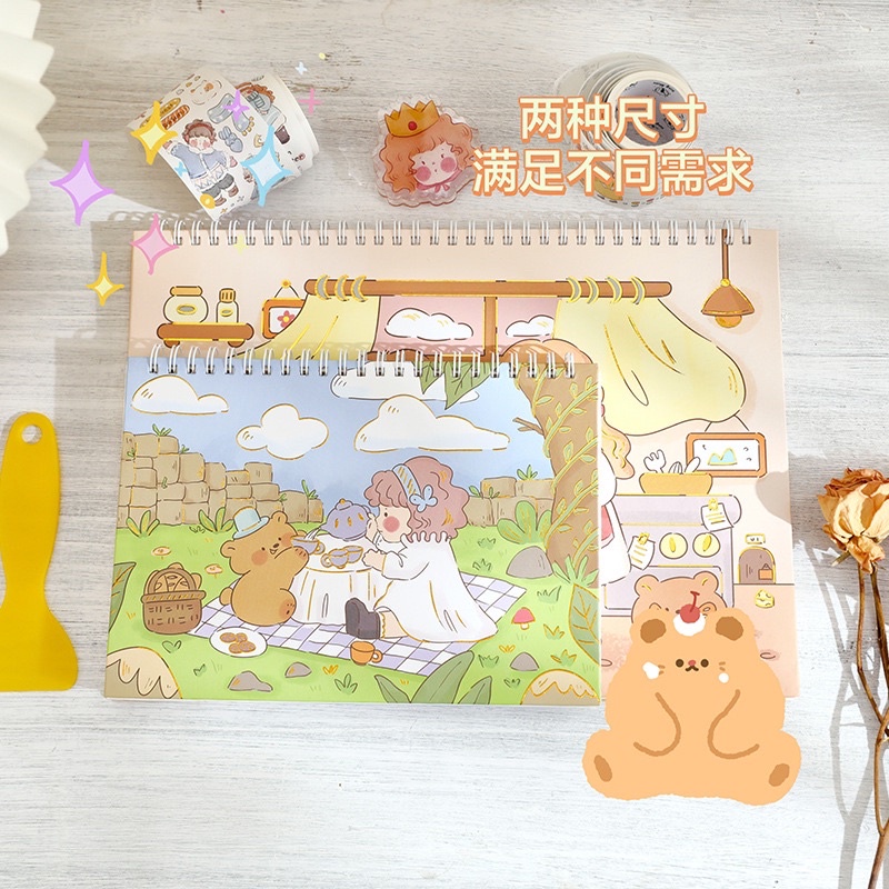 Sổ Chiết Sticker Washi Tape Lò Xo 30 Tờ Bìa Cứng Hình Cô Gái Đáng Yêu Mẫu 2022