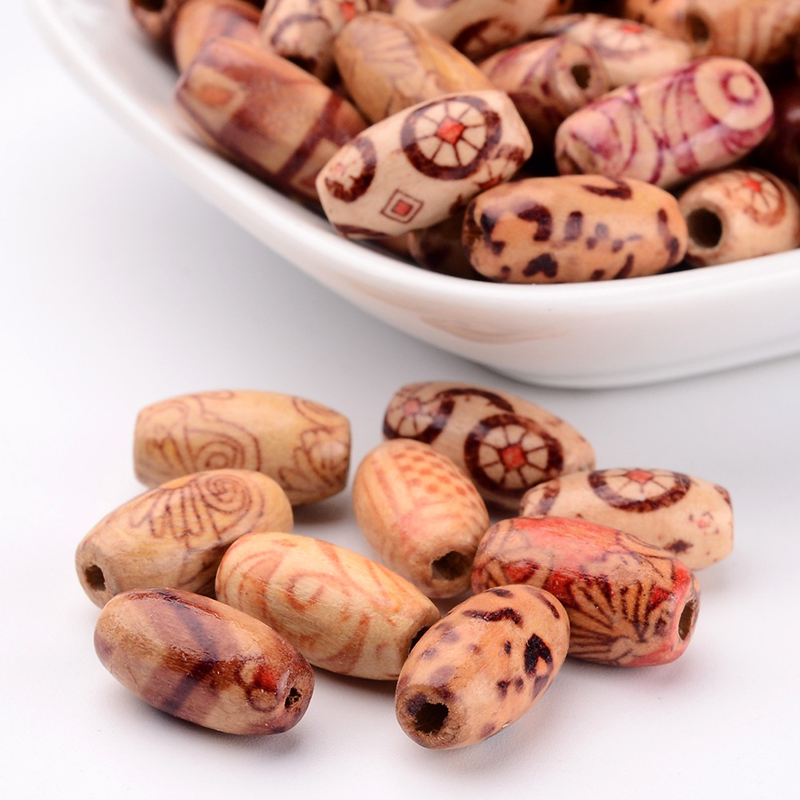 Set 100-200 Hạt Gỗ Hình Bầu Dục Dùng Làm Đồ Trang Sức