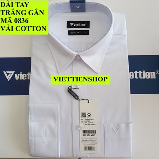 (TRẮNG GÂN) ÁO SƠ MI VIỆT TIẾN DÀI TAY TRẮNG GÂN