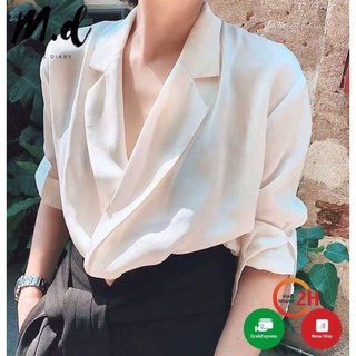 Sơ mi trắng lụa cổ vest