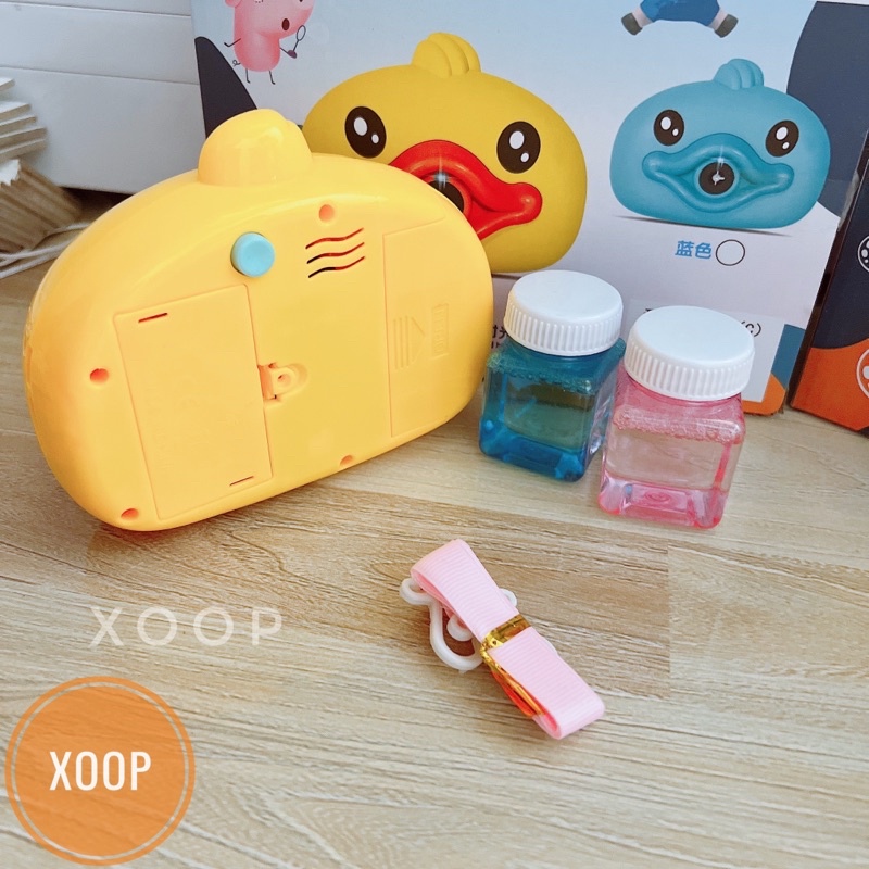 Đồ chơi xoop ! Máy thổi bong bóng hình vịt đóng hộp xịn đẹp