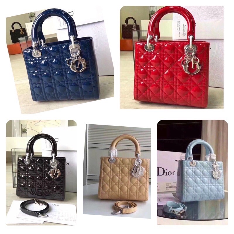 Túi xách nữ Dior Lady 5 ô da bóng