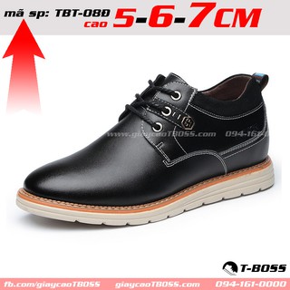 MẪU MỚI 2021 - giày cao t-Boss Thời Trang độn đế 5cm - 6cm - 7cm, Tăng chiều cao TBT-08Đ, da bò cao cấp