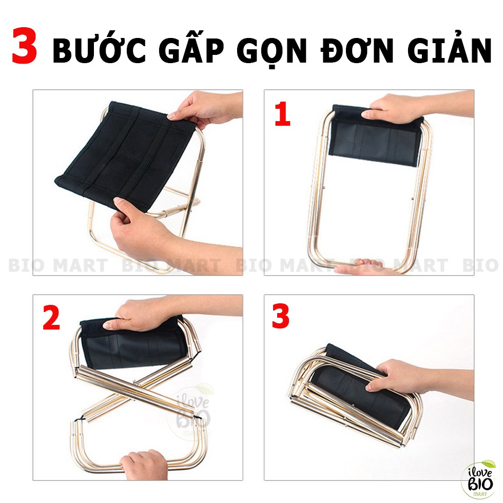 Ghế Xếp Du Lịch Dã Ngoại Thông Minh - Ghế Gấp Gọn Mini Chất Liệu Hợp Kim Nhôm Siêu Nhẹ - TB026