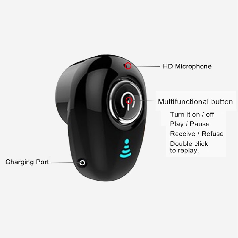 S650 Mini Earphone Wireless Bluetooth V4.1 Invisible Headphone TWS Headset With Microphone