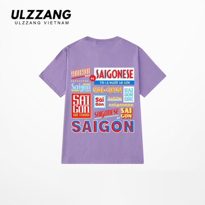 Áo thun tay lỡ ULZZANG cotton dáng unisex form rộng in hình sài gòn 😘