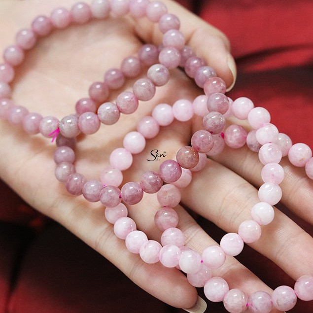 Vòng tay Senyda Jewelry mặt hình hột tròn màu hồng thiên nhiên VT037