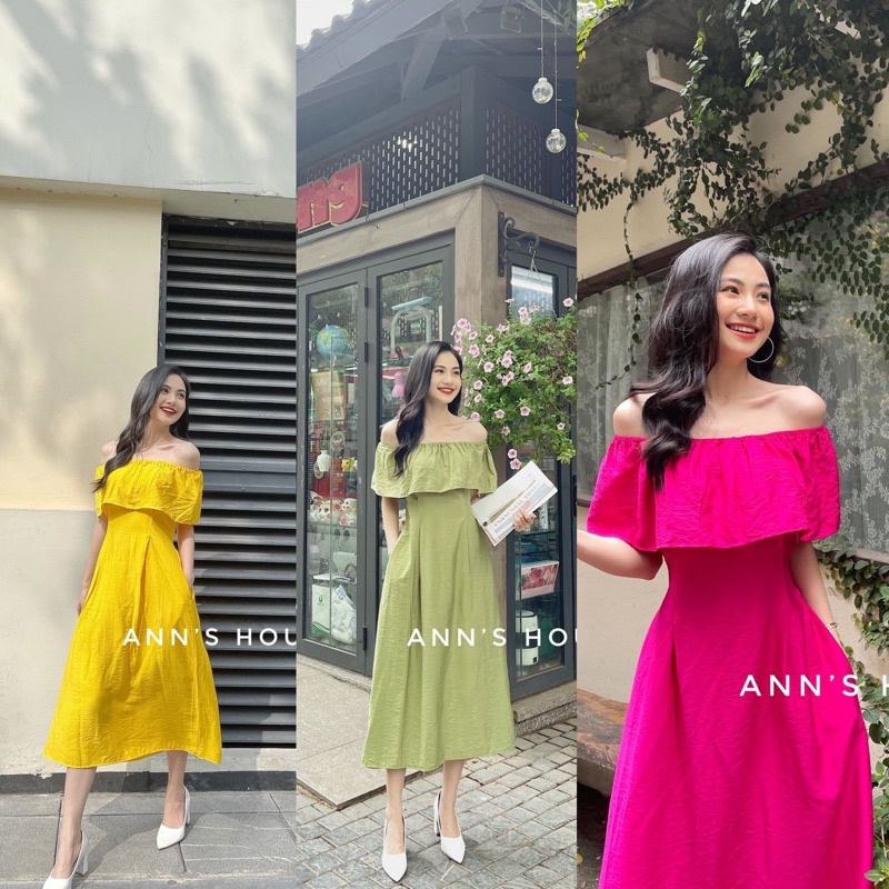 Váy trễ vai buộc eo