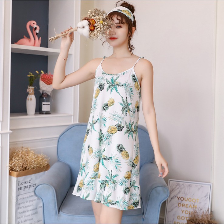 Cute Váy Ngủ Cotton Siêu Mát Tặng Kèm Bịt Mắt Ngủ Dễ Thương | BigBuy360 - bigbuy360.vn