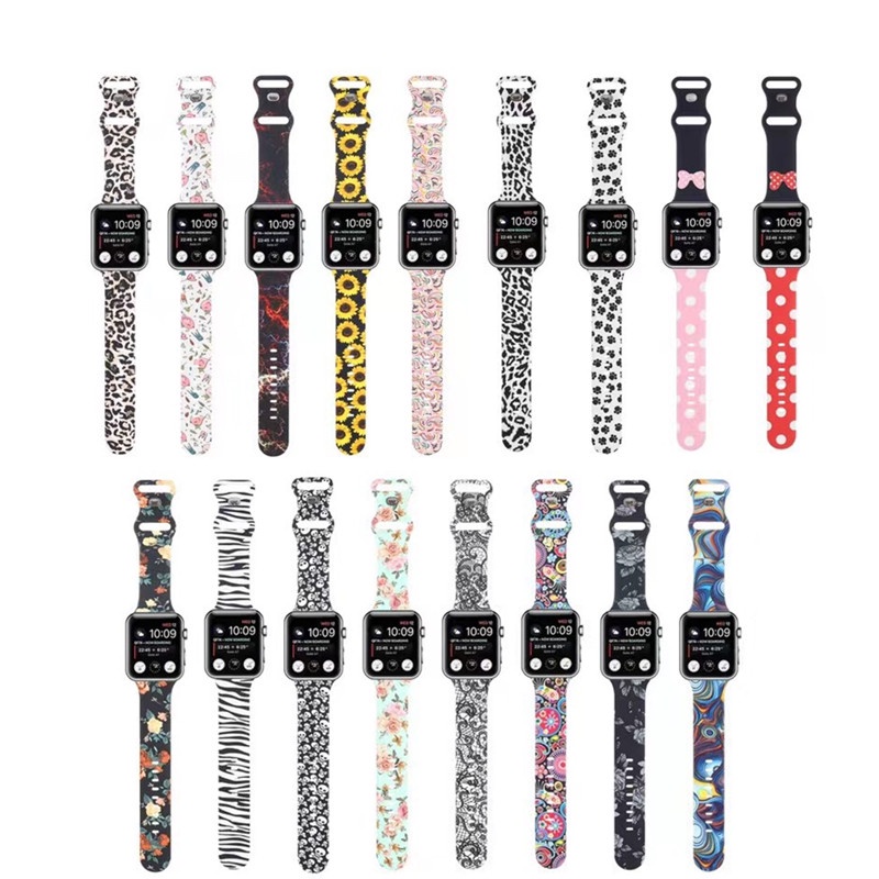 Dây Đeo Silicon Họa Tiết Hoạt Hình Dễ Thương Cho iWatch 38 40 41 42 44 45mm Series 8 7 6 SE 5 4 3 2 1