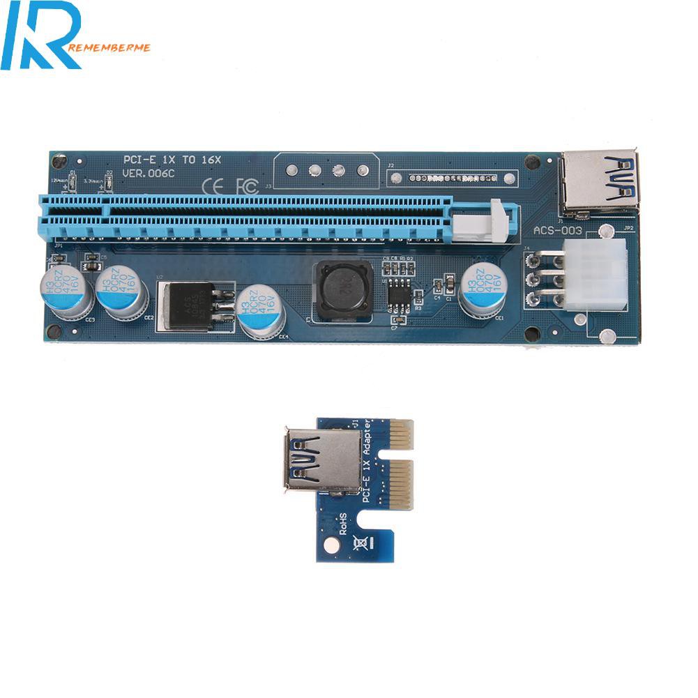 Card Mở Rộng Pcie 1x Sang 16x Kèm Dây Cáp Và Đèn Led 6pin Cho Btc Miner