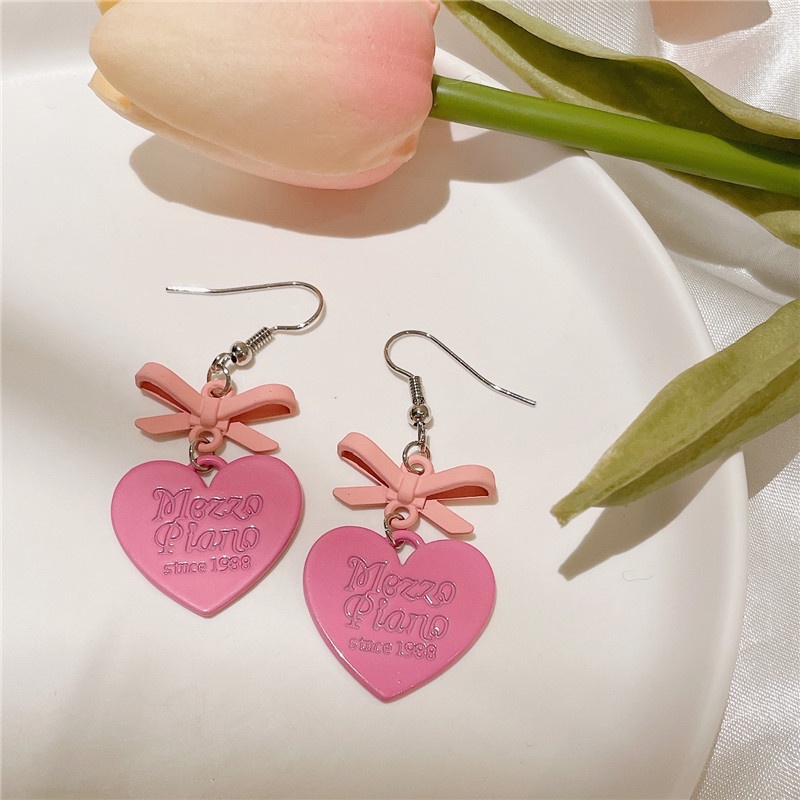 Bông Tai Dáng Dài Họa Tiết Hoạt Hình Gấu / Vịt / Hoa Tulip Phong Cách Hàn Quốc Ngọt Ngào Cá Tính